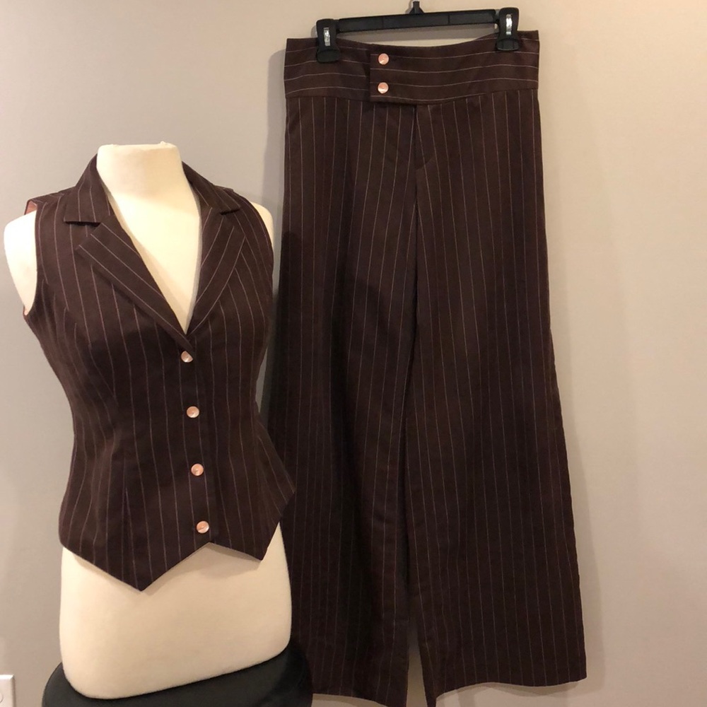 Menthol Joan Rasmussen Vest Pantsuit Sz S - Picture 1 of 5